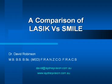 Top Laser Surgery Expert Dr. David Robinson