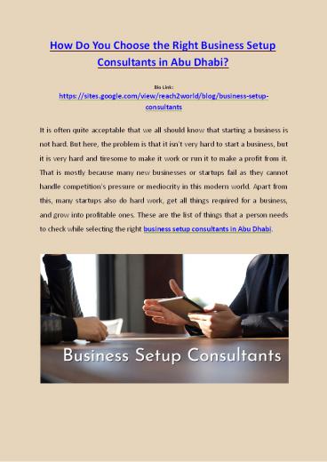 How to choose right business setup consultants in abu dhabi ?