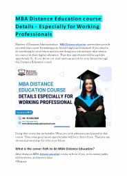 MBA Distance Education course complete Info