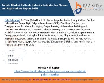 Polyols Market Outlook, Industry Insights, Key Players and Applications Report 2028