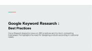Google Keyword Research : Best Practices