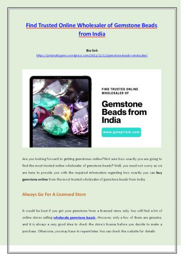 Find Trusted Online Wholesaler of Gemstone Beads from India