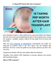 Is Taking PRP Worth After Hair Transplant?