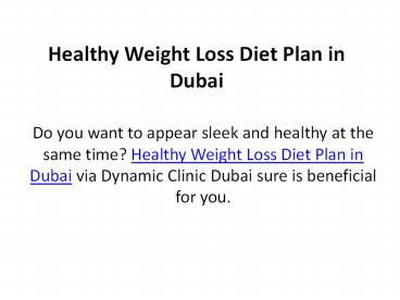 Healthy Weight Loss Diet Plan in Dubai