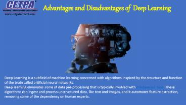 Advantages and Disadvantages of  Deep Learning