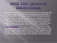 Sage 50 2021 Upgrade Issue