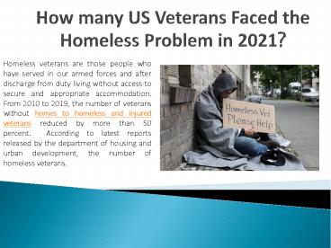 How many US Veterans Faced the Homeless Problem in 2021?