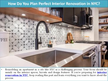 How Do You Plan Perfect Interior Renovation in NYC
