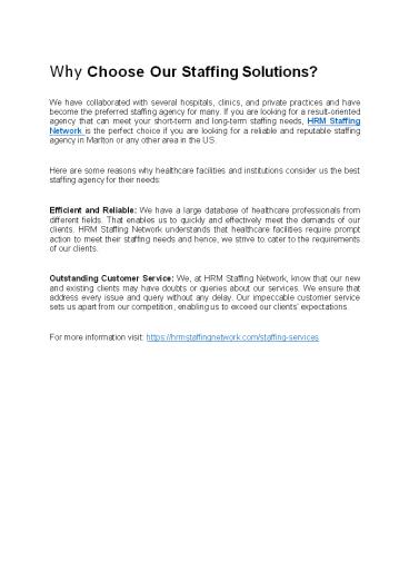 Staffing Solutions in Marlton