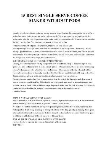 15 Best Single Serve Coffee Maker Without PODS