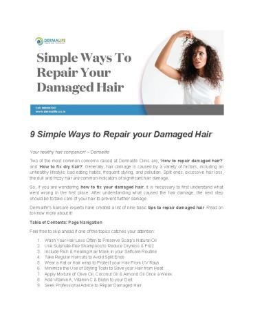 9 Simple Ways to Repair your Damaged Hair