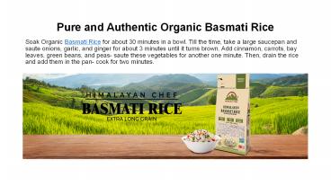 Pure and Authentic Organic Basmati Rice
