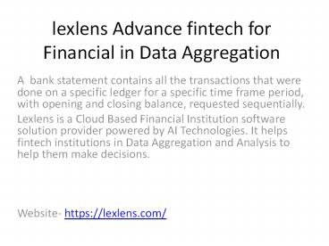 lexlens Advance fintech for Financial in Data Aggregation