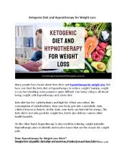 Ketogenic Diet and Hypnotherapy for Weight Loss