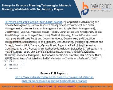 Enterprise Resource Planning Technologies Market is Booming Worldwide with Top Industry Players