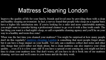 mattress cleaning london