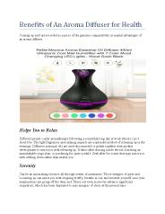 Benefits of An Aroma Diffuser for Health
