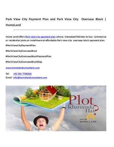Park View City Payment Plan and Park View City Overseas Block | HomeLand