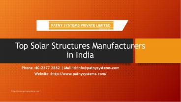 Top Solar Structures Manufacturers in India