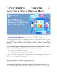 Render-Blocking Resources in WordPress: How to Remove Them?