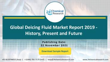 Global Deicing Fluid Market Report 2019 - History, Present and Future