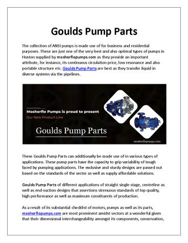 Best Goulds Pump Parts Online