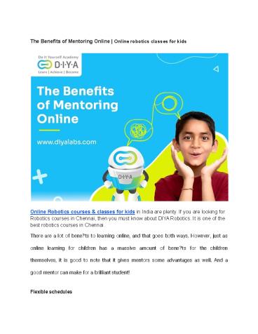 The Benefits of Mentoring Online | Online robotics classes for kids (1)
