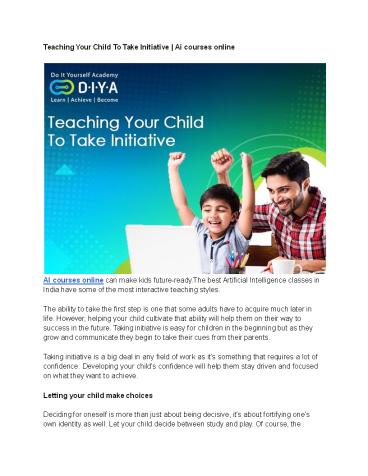 Teaching Your Child To Take Initiative | Ai courses online
