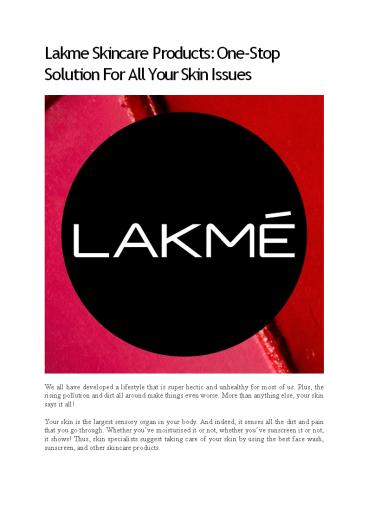 Lakme Skincare Products: One-Stop Solution For All Your Skin Issues