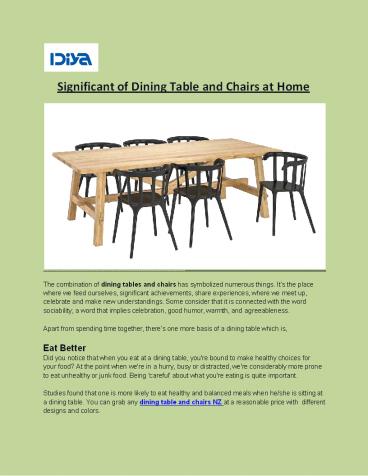 Significant of Dining Table and Chairs at Home