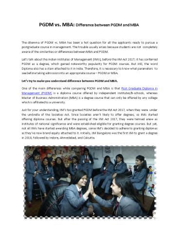 PGDM vs. MBA: Difference between PGDM and MBA