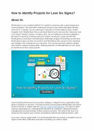 How to Identify Projects for Lean Six Sigma?