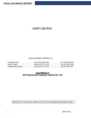 Fadal Safety Section - CNC Machine Manual