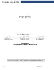 Fadal Safety Section - CNC Machine Manual