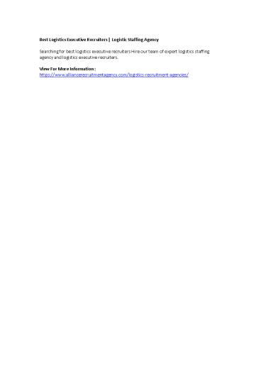 Best Logistics Executive Recruiters | Logistic Staffing Agency