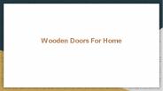 Wooden Doors For Home