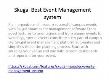 Skugal Best Event Management system