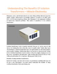 Understanding The Benefits Of Isolation Transformers – Miracle Electronics