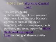 Working capital Loan HDFC BANK
