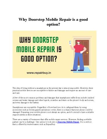 Why Doorstep Mobile Repair is a good option?