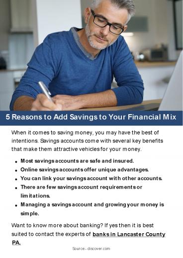 5 Reasons to Add Savings to Your Financial Mix