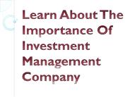 Learn About The Importance Of Investment Management Company