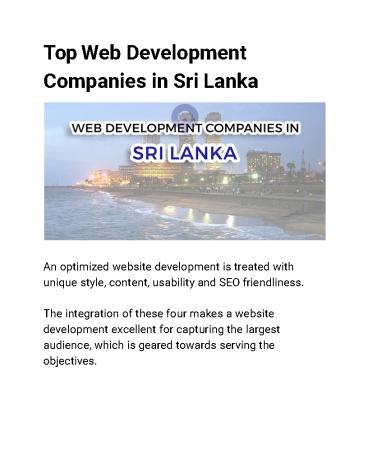 Top Web Development Companies in Sri Lanka