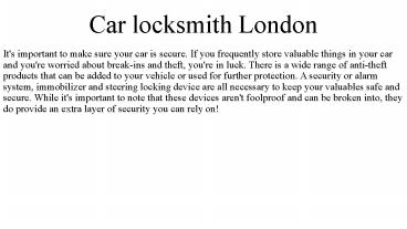 car locksmith london
