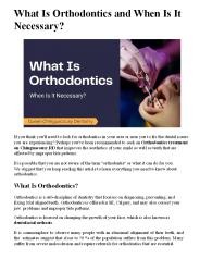 What Is Orthodontics and When Is It Necessary?