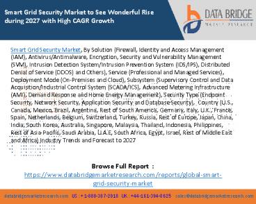 Smart Grid Security Market to See Wonderful Rise during 2027 with High CAGR Growth