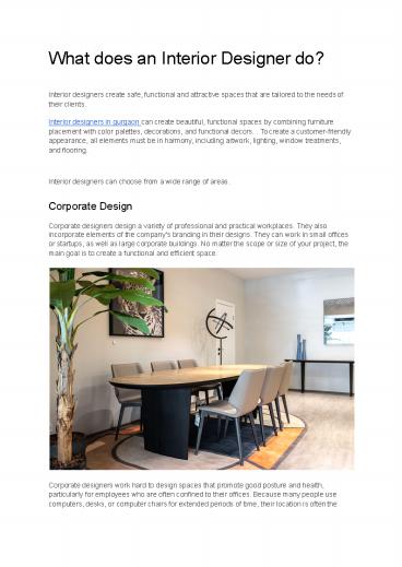 What does an Interior Designer do?