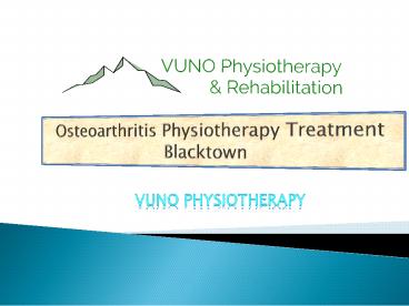 Osteoarthritis Physiotherapy Treatment Blacktown
