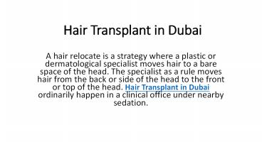 Hair Transplant in Dubai