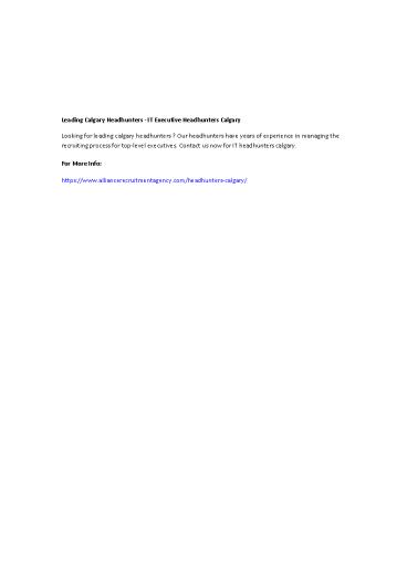 Leading Calgary Headhunters - IT Executive Headhunters Calgary